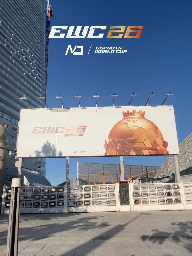 NIO Esports &agrave; l'EWC 26 : panneau Esports World Cup 2026 &agrave; Paris